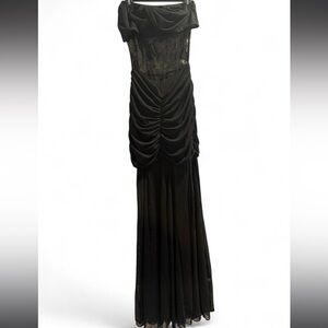 Black mesh maxi dress
